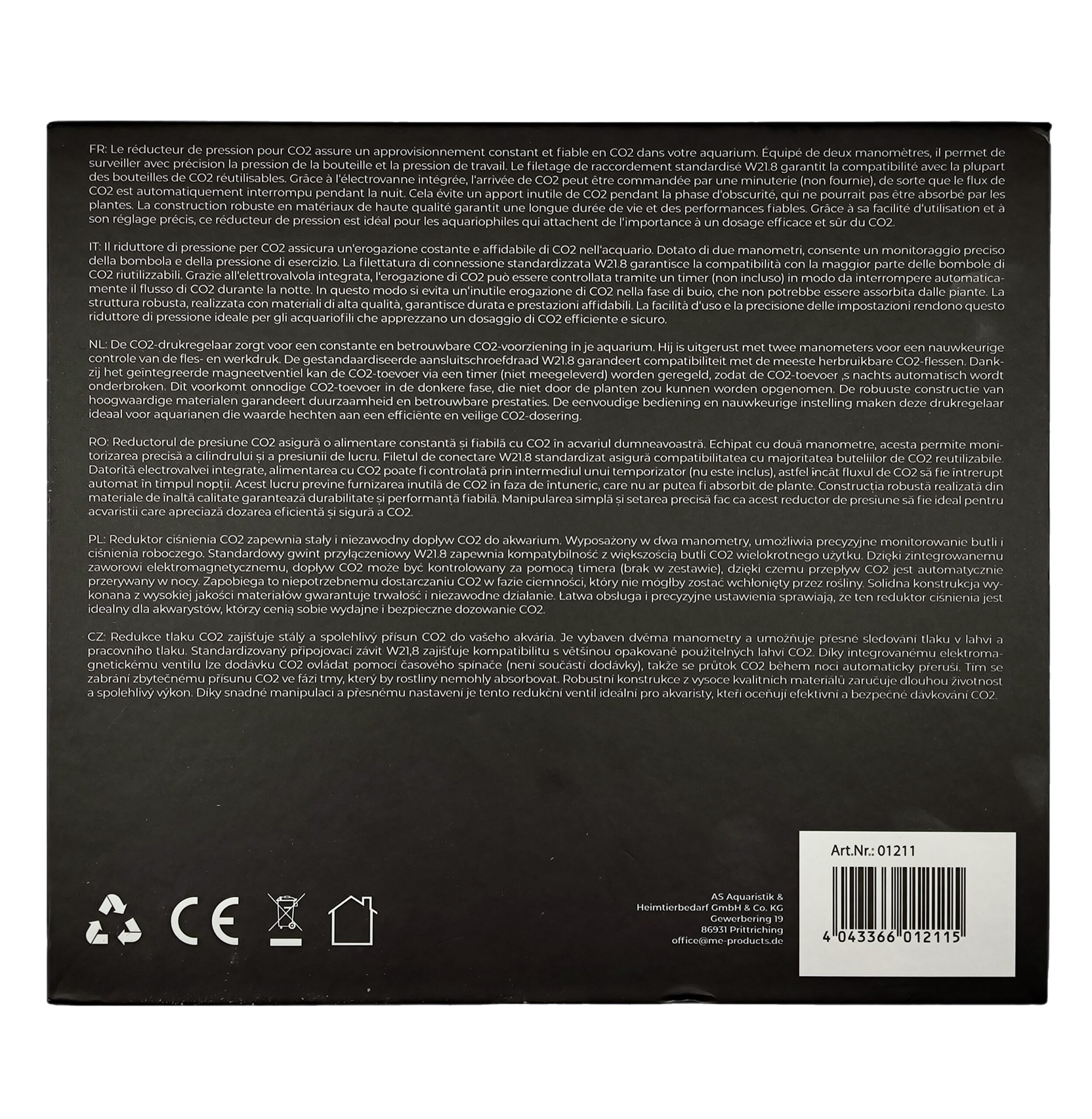 Me CO2 Regulator Ultra, Druckminderer inkl. Magnetventil
